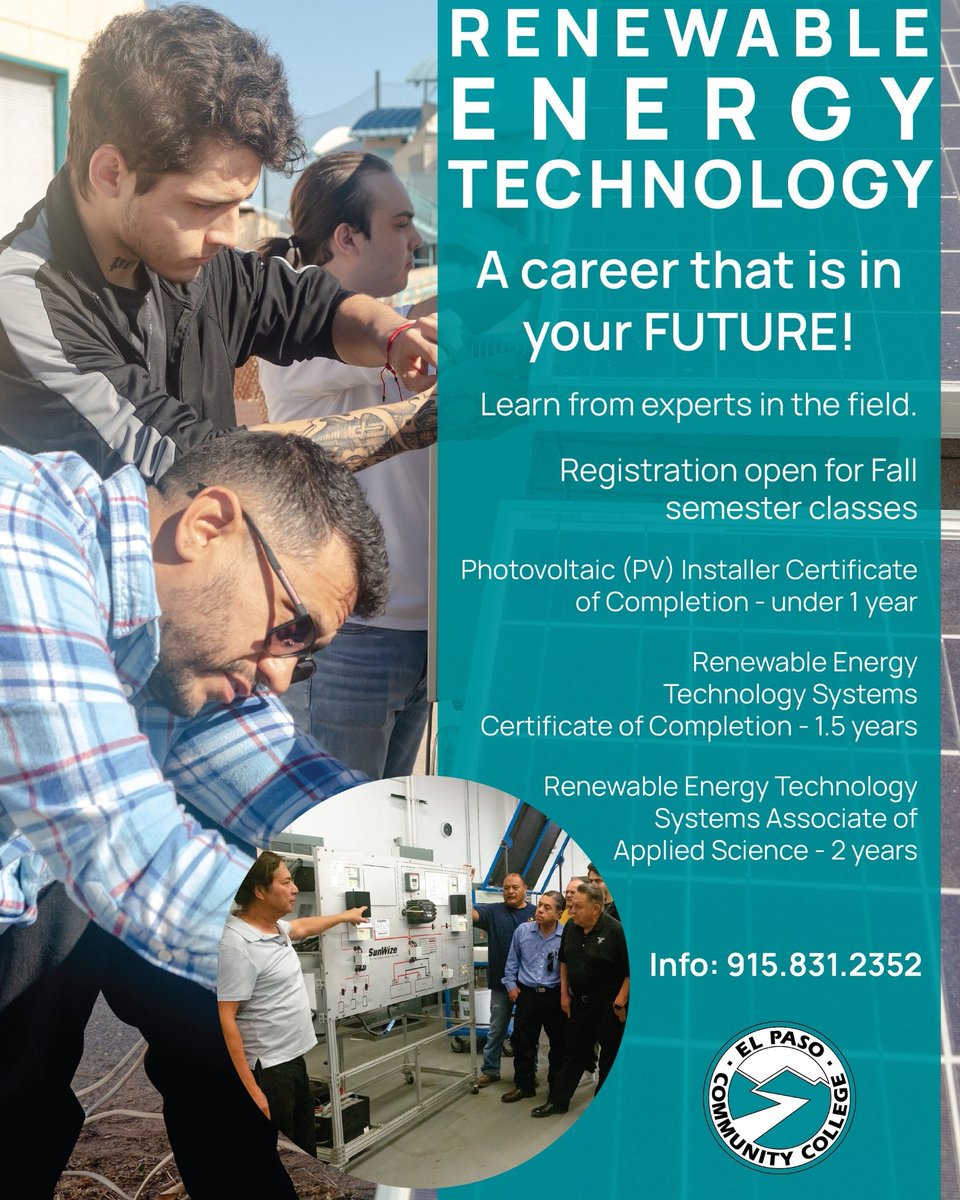 Start your career in a growing field—learn from industry experts at EPCC. Registration open for fall semester. Contact at 915-831-2352 #EPCCpride