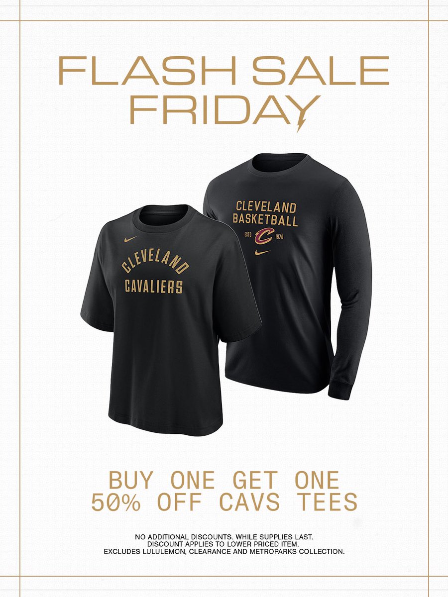 🚨FLASH SALE FRIDAY🚨

Stock up on Cavs tee for summer with our Buy One, Get One 50% Friday Sale!

🛒 cavs.com/shop

<a href="/cavs/">Cleveland Cavaliers</a> | #LetEmKnow