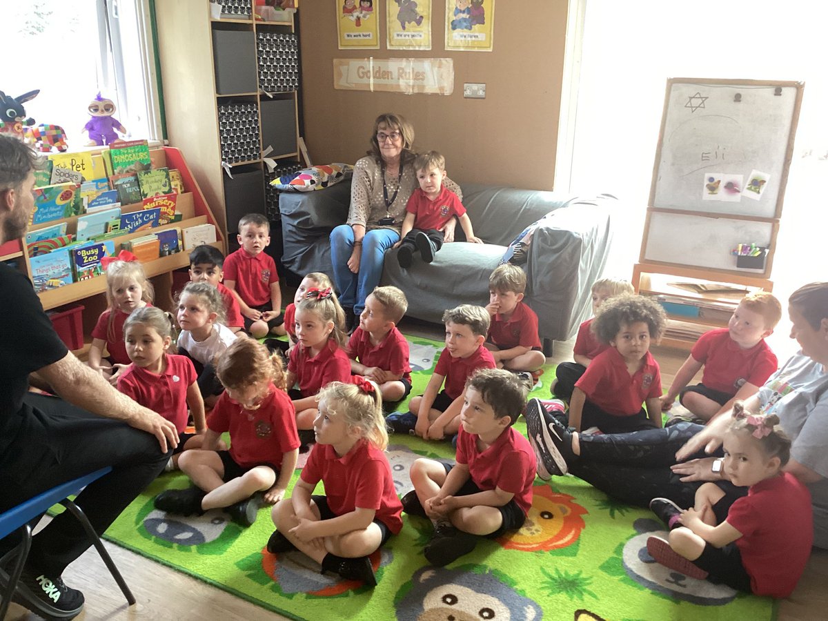 Nursery also enjoyed meeting Roger the baby dragon . #teachrex