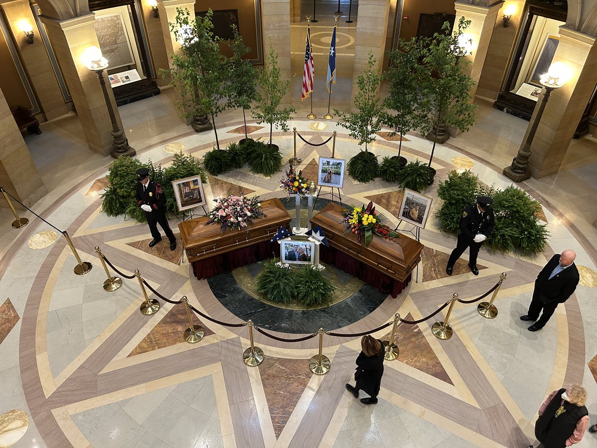 Viewing the Hortmans lying in state.
First it was family, then elected officials (Senate Majority Leader Erin Murphy here), and then the public.