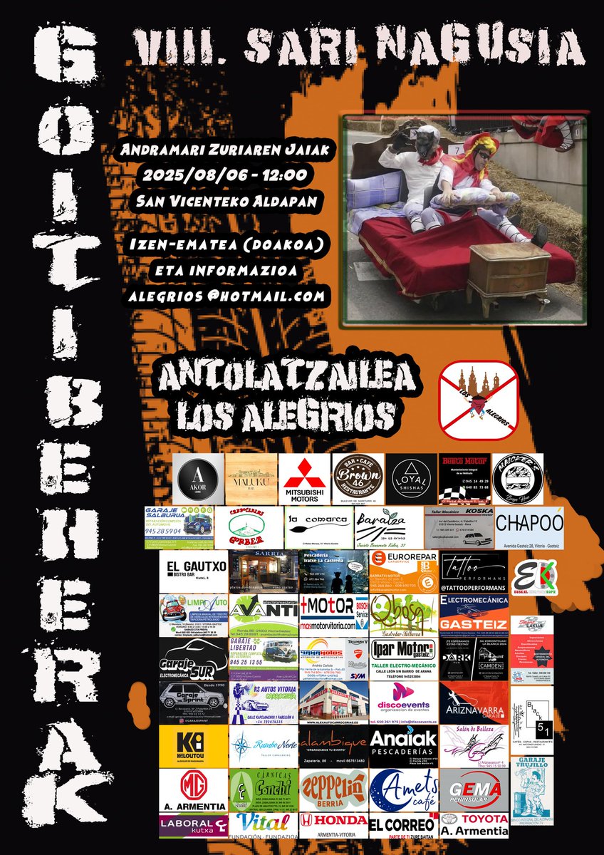 LOSALEGRIOS's tweet image. El 6 de agosto... Vuelven las goitiberas a Gasteiz!! 

Muchas gracias a todos los patrocinadores por el apoyo!! 

Jaitsiera laguna @euskalkopa