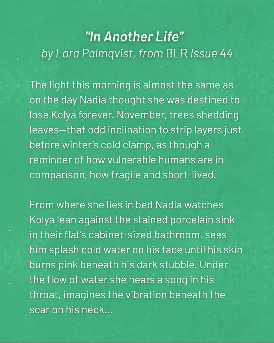 Bellevue Literary Review (@blreview) on Twitter photo Today's Weekly Read is "In Another Life," winner of BLR's 2023 Goldenberg Prize for Fiction, written by <a href="/LaraPalmqvist/">Lara Palmqvist</a> 🎉
Read the full story here: blreview.org/fiction/in-ano…
#literarymagazine #shortstory Today's Weekly Read is "In Another Life," winner of BLR's 2023 Goldenberg Prize for Fiction, written by <a href="/LaraPalmqvist/">Lara Palmqvist</a> 🎉
Read the full story here: blreview.org/fiction/in-ano…
#literarymagazine #shortstory