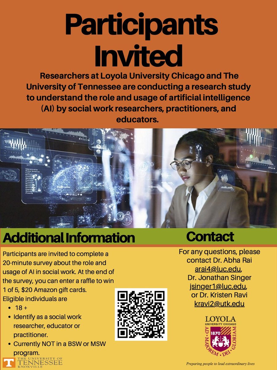 Jonathan Singer 🎙️ (@socworkpodcast) on Twitter photo Social workers - please take a minute to complete this survey on the role and usage of artificial intelligence (AI) by social work researchers, practitioners and educators. Pls share with your networks. <a href="/drabharai1/">Dr. abha rai</a>
utk.co1.qualtrics.com/jfe/form/SV_3I… Social workers - please take a minute to complete this survey on the role and usage of artificial intelligence (AI) by social work researchers, practitioners and educators. Pls share with your networks. <a href="/drabharai1/">Dr. abha rai</a>
utk.co1.qualtrics.com/jfe/form/SV_3I…