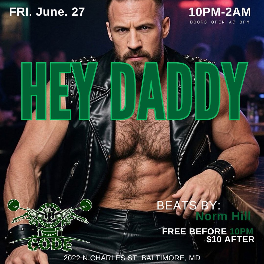 Friday, June 27 - The men are geared up, the lights are low, and the heat is filthy.
You know where to be when the leather starts creaking and the stares get heavy.
CODE isn't for the shy — it's for the bold, the rough, the ones who know exactly what they want.
Dirty beats by