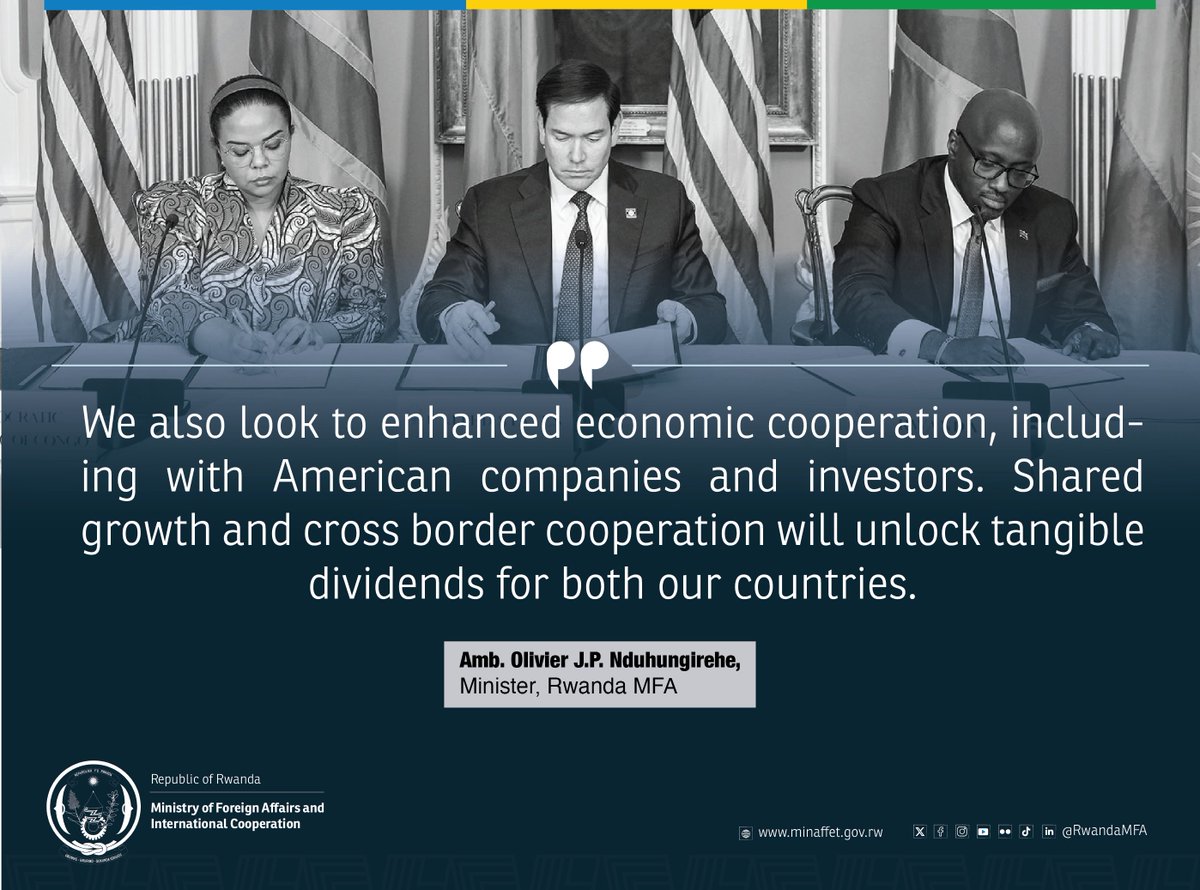 Ministry of Foreign Affairs & Int'l Cooperation (@rwandamfa) on Twitter photo « We also look to enhanced economic cooperation, including with American companies and investors. Shared growth and cross border cooperation will unlock tangible dividends for both our countries. » | Minister <a href="/onduhungirehe/">Olivier J.P. Nduhungirehe</a> « We also look to enhanced economic cooperation, including with American companies and investors. Shared growth and cross border cooperation will unlock tangible dividends for both our countries. » | Minister <a href="/onduhungirehe/">Olivier J.P. Nduhungirehe</a>
