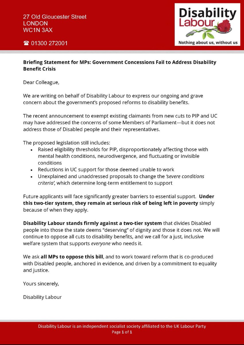 Labour’s official disabled person’s affiliate organisation has issued this statement calling on Labour MP’s to vote against the welfare Bill. 

This vote is a simple choice. 

Do you believe disabled people should be put in poverty, or not?  

I’m voting against these cuts.