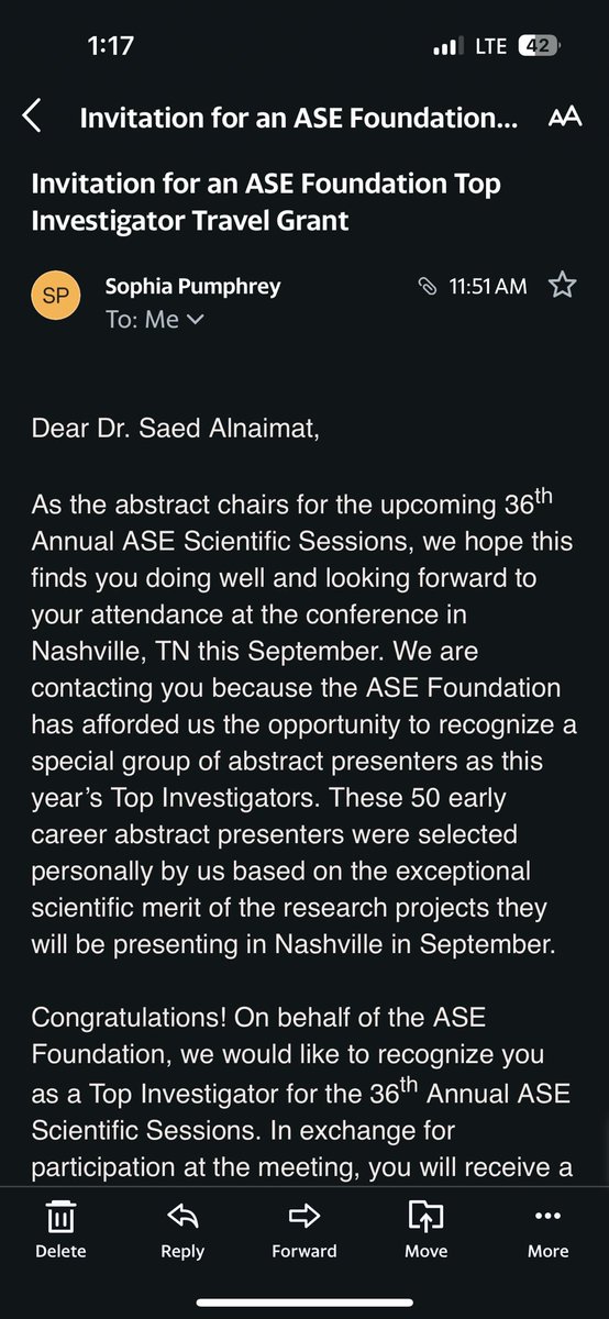 🤩🤩🤩 Most excited to have been
selected by the <a href="/ASE360/">American Society of Echocardiography</a> as a Top Investigator for the 36th Annual ASE
Scientific Sessions! ✅✅✅