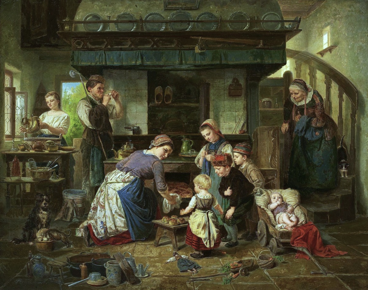 FRANZ WIESCHEBRINK
Pintor Alemán
1818-1884
Óleo s/ Lienzo - 83x106 cm
"Día de Repostería Horneado"