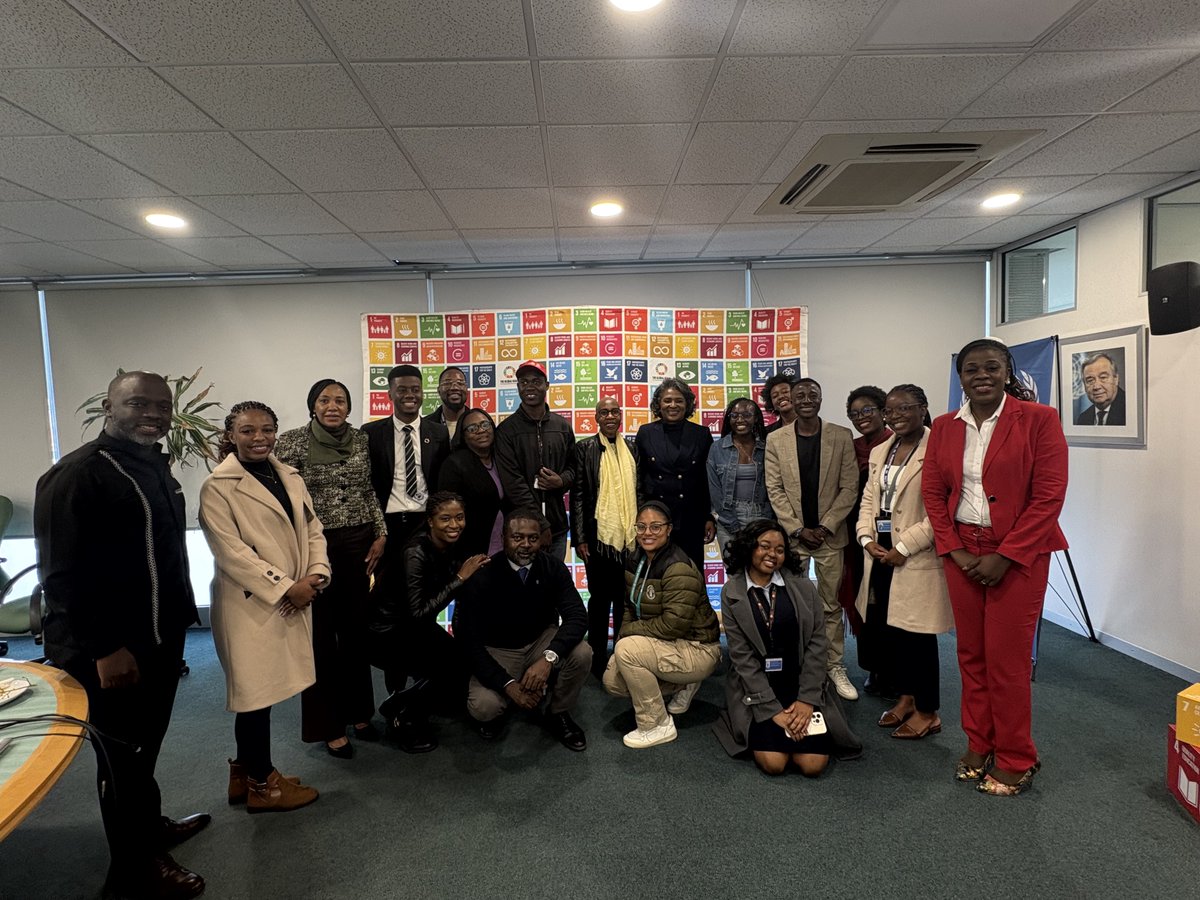 UNNamibia's tweet image. Yesterday, at a stimulating conversation with @UNNamibia staff, SDG Advocate Monica Geingos reminded that the SDGs must empower all youth-meet them where they are, speak their language & prioritise inclusivity. “We can’t just regulate AI / TikTok—we must teach critical thinking”