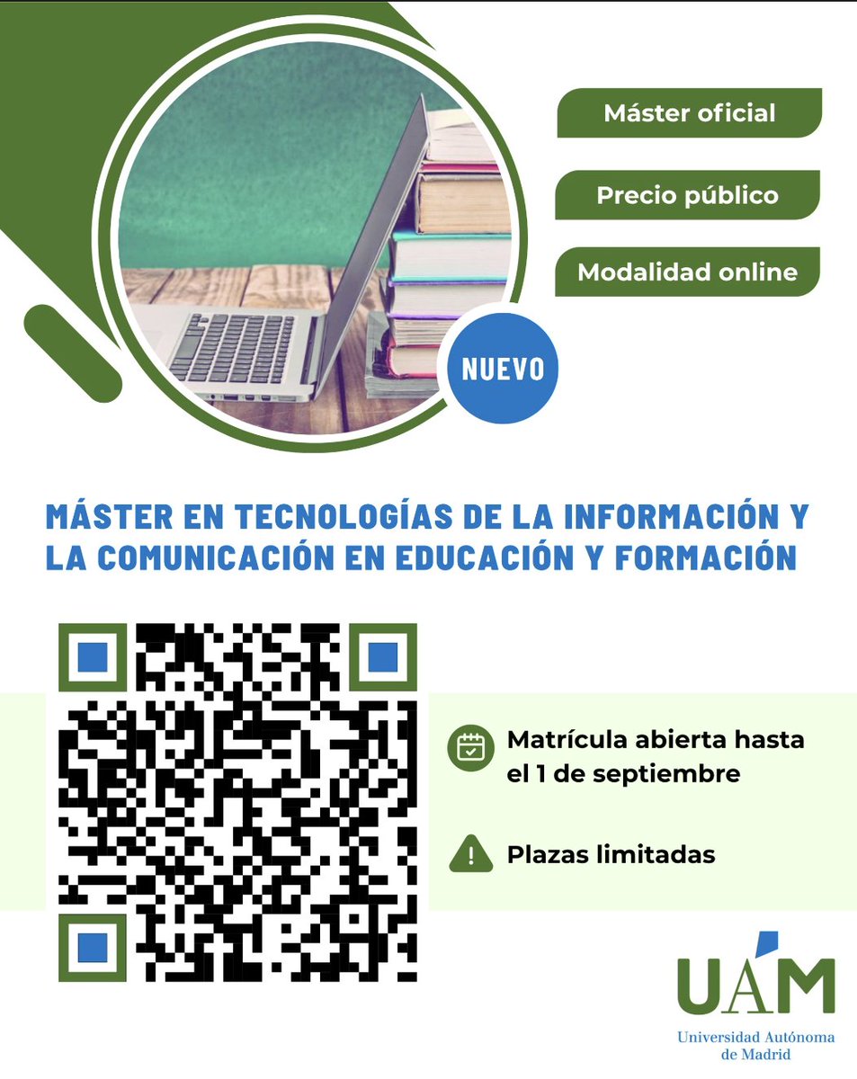 Educación Digital e Innovación (@edinnovauam) on Twitter photo ¿Listo para liderar el cambio educativo? 🎓 Máster TIC Educación y formación en <a href="/UAM_Madrid/">UAM Autónoma Madrid</a> práctico, flexible y con +95% de empleabilidad.
¡Aprende a transformar el aula!
+ Info en:
view.genially.com/68116c324b6e53…
uam.es/uam/master-uni…
#UAM #master #online #formación ¿Listo para liderar el cambio educativo? 🎓 Máster TIC Educación y formación en <a href="/UAM_Madrid/">UAM Autónoma Madrid</a> práctico, flexible y con +95% de empleabilidad.
¡Aprende a transformar el aula!
+ Info en:
view.genially.com/68116c324b6e53…
uam.es/uam/master-uni…
#UAM #master #online #formación