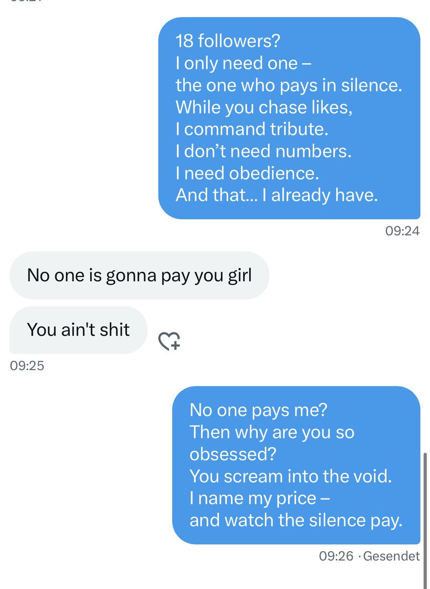 onlyIcegoddess's tweet photo. 🗣️ “No one’s gonna pay you, girl. You ain’t shit.”

And yet… here you are. In my replies. Watching. Reacting.
That’s the difference between me and you: I don’t need attention. I get tribute. I don’t need followers. I need one who pays.
#onlyIceGoddess #fendom #findom https://t.co/DdpEri4JVY
