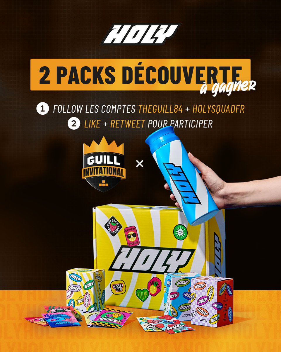 TheGuill84's tweet image. CONCOURS 🎉
A l'occasion du Guill Invitational de la semaine dernière, on vous régale avec @holysquad_fr : 2 packs découverte Holy contenant chacun 1 Thermo Shaker + 42 sachets de la gamme Energy, Iced Tea & Hydration sont à gagner !
Pour participer : RT + Follow @TheGuill84 &…