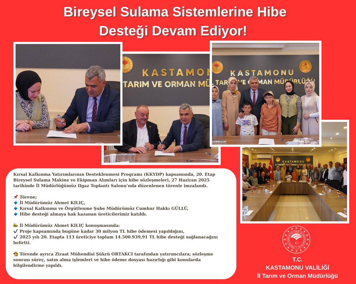 Bireysel Sulama Sistemlerine Hibe Desteği Devam Ediyor! <a href="/ibrahimyumakli/">İbrahim Yumaklı</a> <a href="/TCTarim/">T.C. Tarım ve Orman Bakanlığı</a> <a href="/trgmresmi/">Tarım Reformu Genel Müdürlüğü</a>