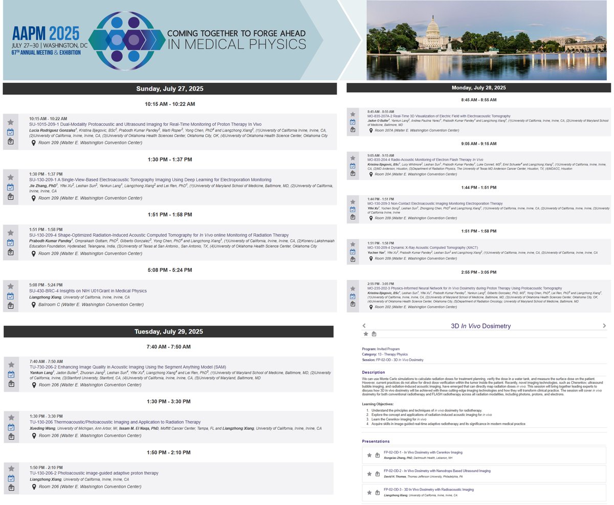 TRUE Lab (@truelabuci) on Twitter photo Here is our full schedule for American Association of Physicists in Medicine 2025 below. We’re looking forward to sharing our work, learning from others, and connecting with colleagues across the field. #aapmp Here is our full schedule for American Association of Physicists in Medicine 2025 below. We’re looking forward to sharing our work, learning from others, and connecting with colleagues across the field. #aapmp