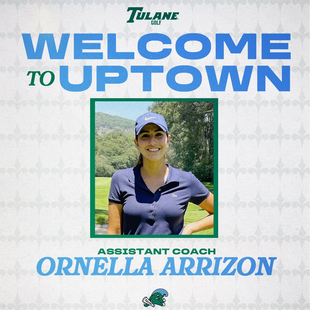 GreenWaveWGolf's tweet image. Big ๐๐๐ง๐ welcome to our new assistant coach Ornella Arrizonโ
Time to hit the range! ๐๏ธโโ๏ธโณ๏ธ
#RollWave | #BETHEONE