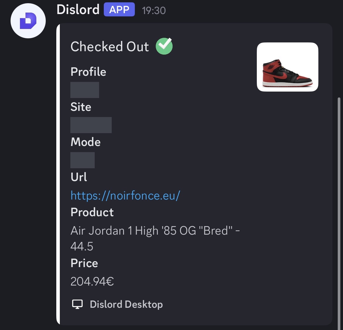 New success share by a Dislord user