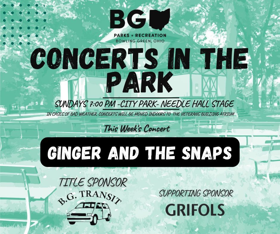 🎤 Live This Sunday: Ginger &amp; The Snaps!
Make plans to join us for another fantastic Concert in the Park! This week, Ginger &amp; The Snaps will bring their energetic sound to the stage. Come out and enjoy an evening of great music and community vibes.
Don’t miss it!