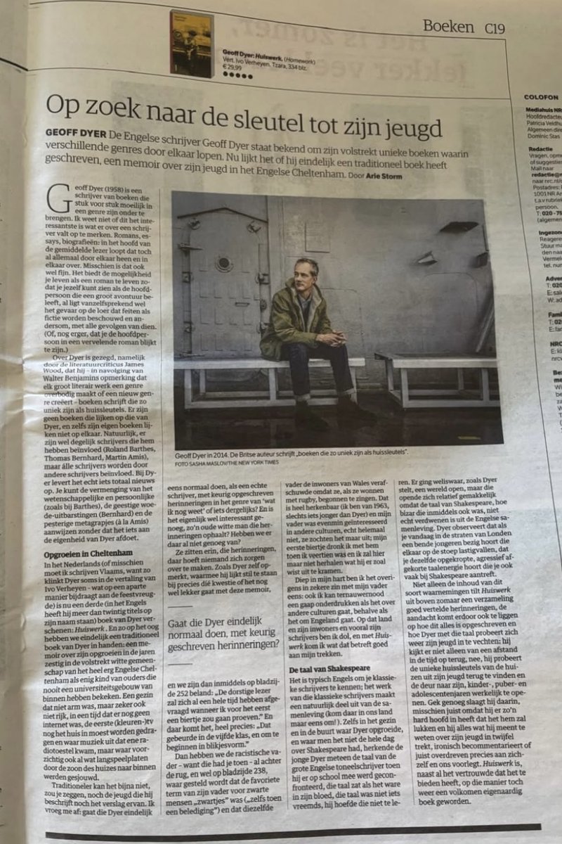 ‘Boeken zo uniek als huissleutels’
#ArieStorm over #GeoffDyer in #NRC