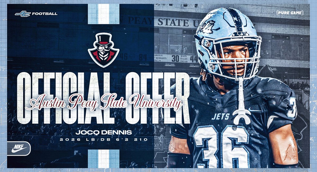Congratulations to 2026 Linebacker, <a href="/jocqdennis01/">Jocq</a> on his recent offer from Austin-Peay! #BuiltOnCountyLine