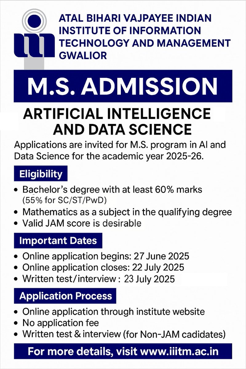 For further details,
iiitm.ac.in/index.php/en/c…
