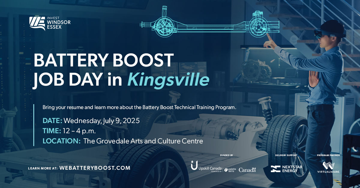Invest WindsorEssex (@_investwe) on Twitter photo Learn more about the Battery Boost Technical Training Program and receive in person guidance on how to apply at the upcoming ππππππ«π² ππ¨π¨π¬π ππ¨π πππ² in the Town of <a href="/KingsvilleOnt/">Town of Kingsville</a>.
Take the opportunity to speak with our Talent Attraction Specialist, Jessica Learn more about the Battery Boost Technical Training Program and receive in person guidance on how to apply at the upcoming ππππππ«π² ππ¨π¨π¬π ππ¨π πππ² in the Town of <a href="/KingsvilleOnt/">Town of Kingsville</a>.
Take the opportunity to speak with our Talent Attraction Specialist, Jessica