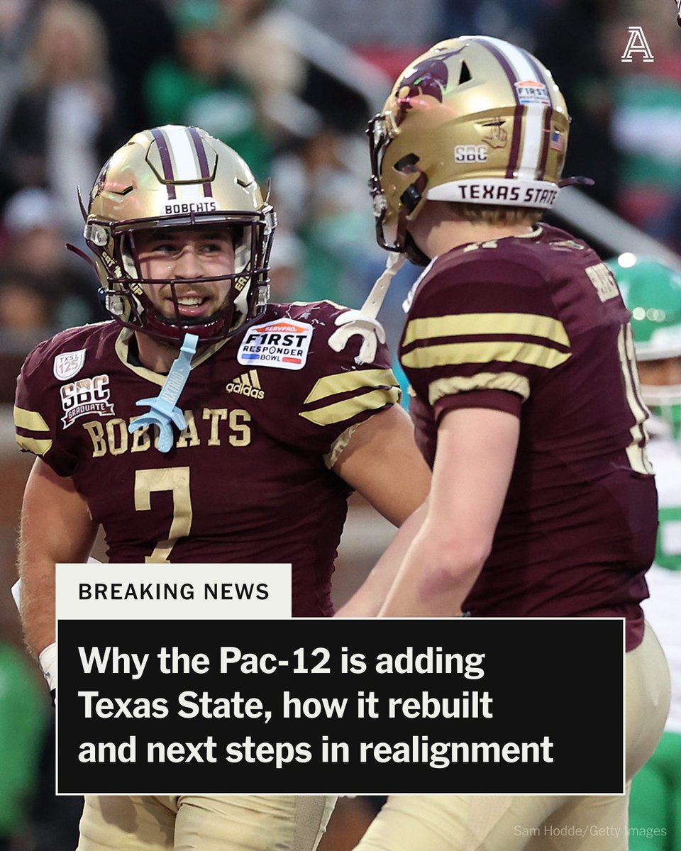 The Athletic (@theathletic) on Twitter photo Texas State is expected to officially accept an invitation to join the Pac-12 Conference in July 2026, sources tell <a href="/ChrisVannini/">Chris Vannini</a>.
After years of collapse and uncertainty, the Pac will be back.
Details ⤵️
nytimes.com/athletic/64542… Texas State is expected to officially accept an invitation to join the Pac-12 Conference in July 2026, sources tell <a href="/ChrisVannini/">Chris Vannini</a>.
After years of collapse and uncertainty, the Pac will be back.
Details ⤵️
nytimes.com/athletic/64542…