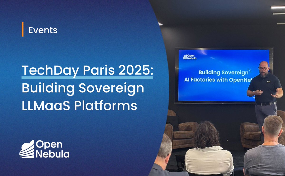 OpenNebula Systems (@opennebula) on Twitter photo We had the pleasure of hosting our very first OpenNebula TechDay in Paris 🇫🇷
Together with our partner <a href="/IguaneSolutions/">Iguane Solutions</a>, we brought together cloud and tech professionals to discuss how to build scalable, self-hosted platforms for AI services using open source infrastructure We had the pleasure of hosting our very first OpenNebula TechDay in Paris 🇫🇷
Together with our partner <a href="/IguaneSolutions/">Iguane Solutions</a>, we brought together cloud and tech professionals to discuss how to build scalable, self-hosted platforms for AI services using open source infrastructure