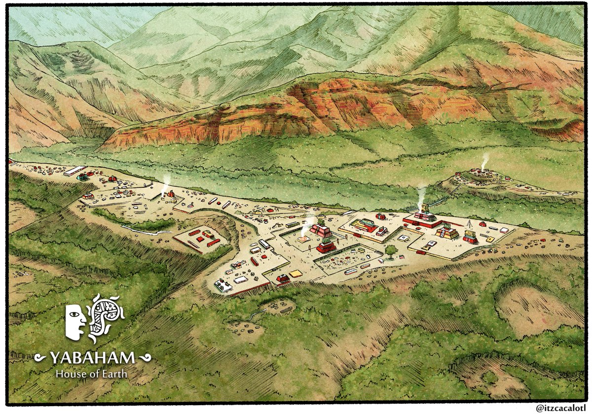 The Cuicatec town of Yabaham (aka Cuicatlan).
It was the largest market in the Cañada region, famous for its extensive irrigation canals across the mostly arid canyon pass. Behind its distinctive red cliffs, the Cuicatec highlands rise to the east.
#CodexBlack #Oaxaca