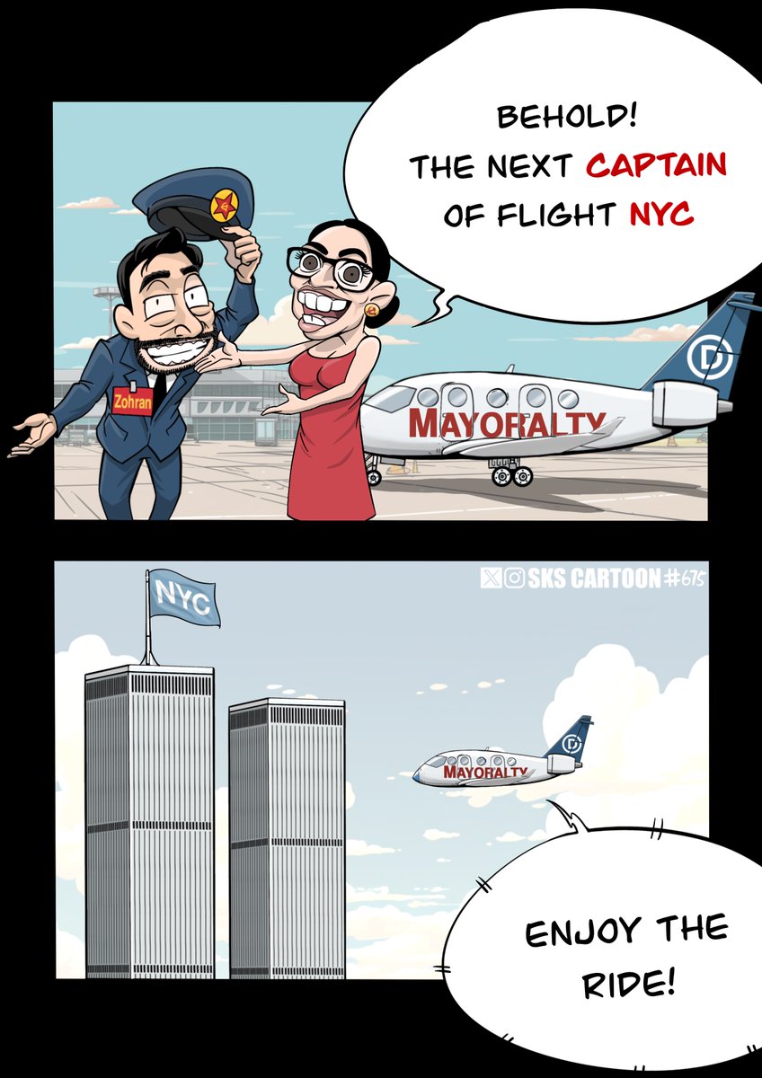 skscartoon's tweet photo. New York City is in for a wild, potentially destructive ride with Zohran Mamdani as the next mayor. https://t.co/kpZ67TM2Kl