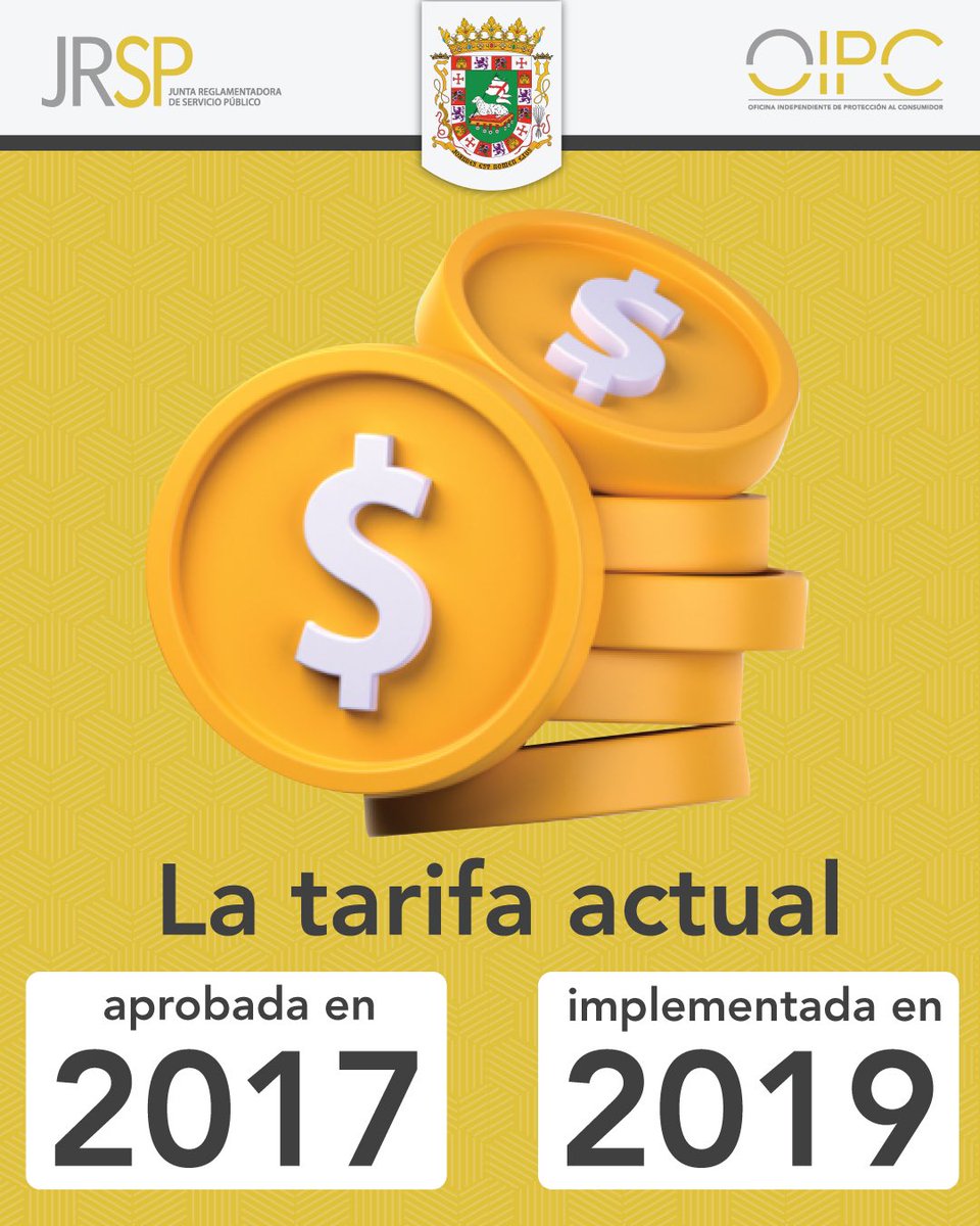 ¿Sabías qué la tarifa actual por el servicio eléctrico fue aprobada por el Negociado de Energía en el 2017 e implementada en el 2019? #OIPCTeOrienta
