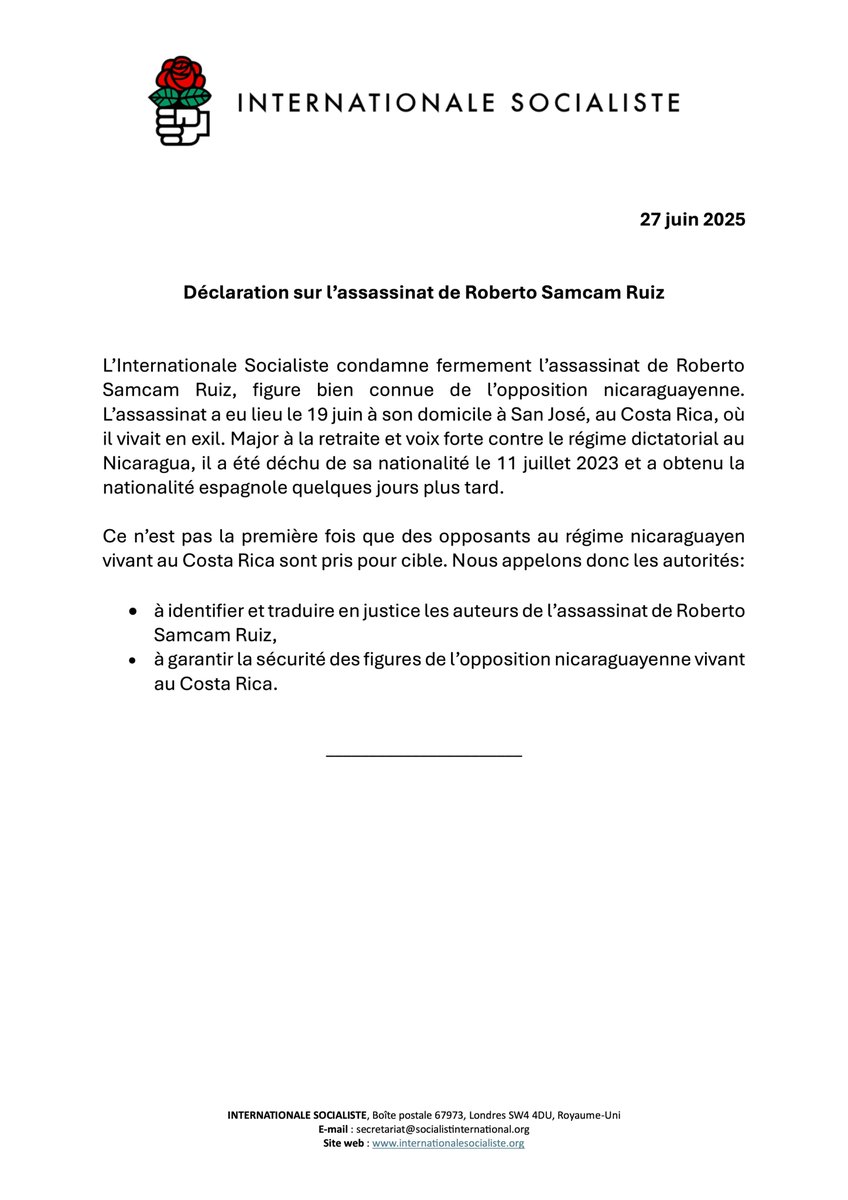 Soc_Intl's tweet image. Spanish: Declaración sobre el asesinato de Roberto Samcam Ruiz
English: Statement on the assassination of Roberto Samcam Ruiz
French: Déclaration sur l’assassinat de Roberto Samcam Ruiz