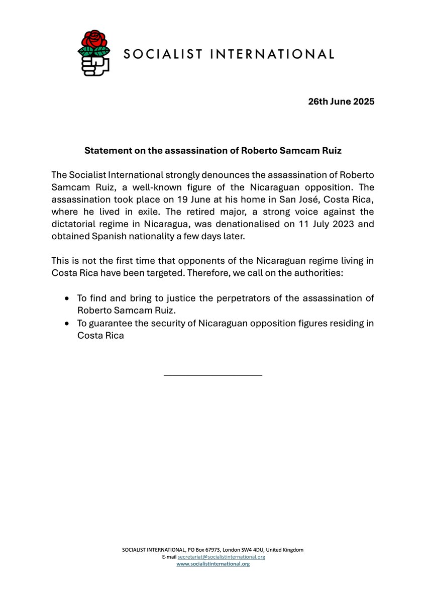 Soc_Intl's tweet image. Spanish: Declaración sobre el asesinato de Roberto Samcam Ruiz
English: Statement on the assassination of Roberto Samcam Ruiz
French: Déclaration sur l’assassinat de Roberto Samcam Ruiz