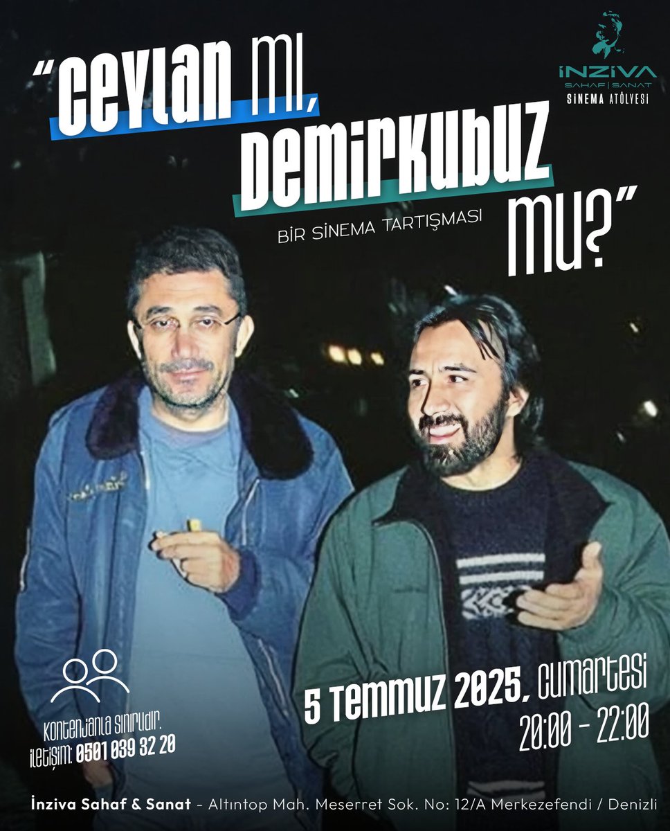 inzivasahaf's tweet photo. Ceylan mı, Demirkubuz mu?
Türk sinemasının iki büyük yönetmeni üzerine derin bir tartışmaya davetlisiniz. https://t.co/Xz9z8U2b2Z