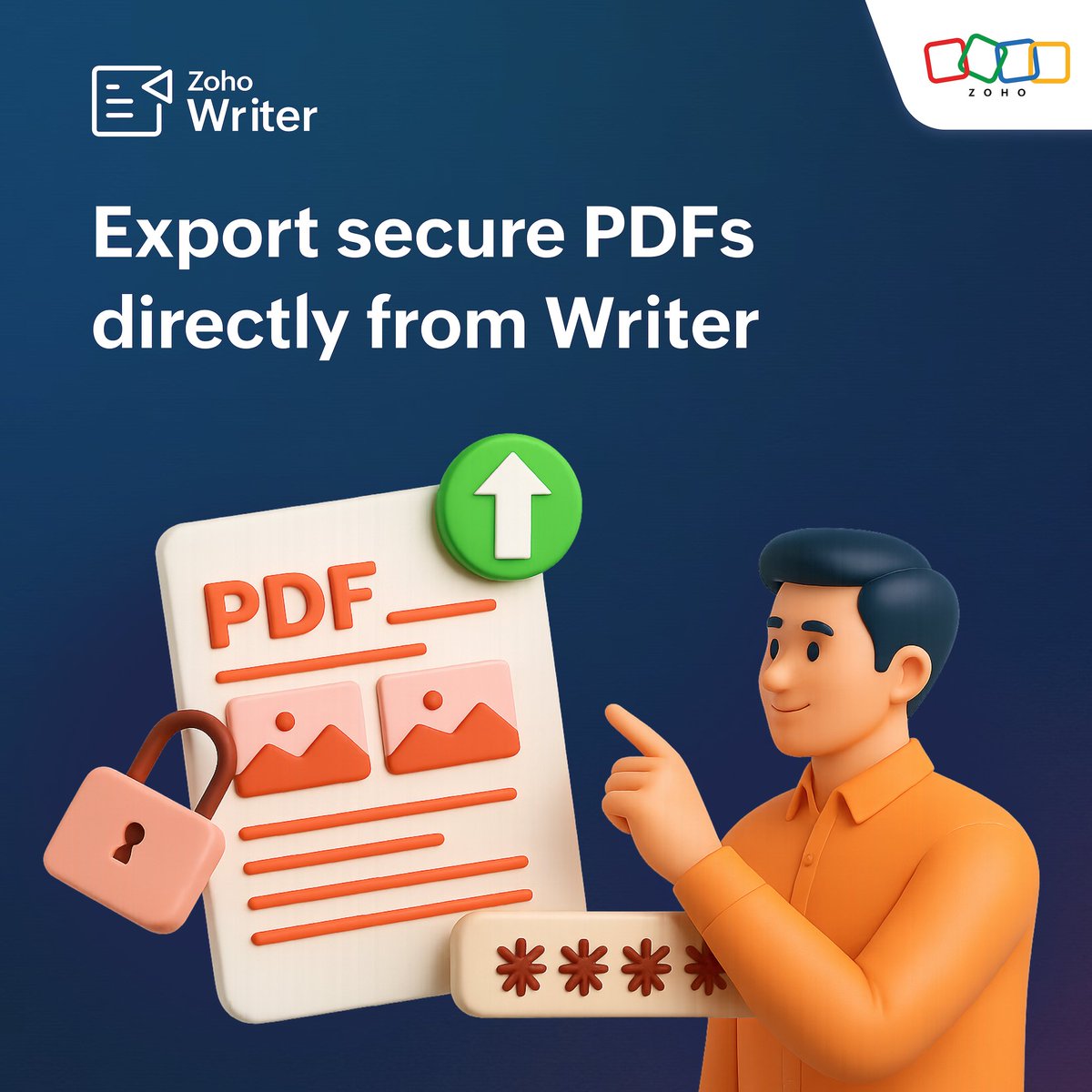 Zoho Writer (@zohowriter) on Twitter photo Need to send a secure doc? Download your Zoho Writer file as a password-protected PDF directly from the editor. No external tools needed! Try it out 👉zoho.com/writer/signup.…
<a href="/ZohoWorkplace/">Zoho Workplace</a> <a href="/ZohoWorkDrive/">Zoho WorkDrive</a> <a href="/ZohoPdf/">Zoho PDF Editor</a> Need to send a secure doc? Download your Zoho Writer file as a password-protected PDF directly from the editor. No external tools needed! Try it out 👉zoho.com/writer/signup.…
<a href="/ZohoWorkplace/">Zoho Workplace</a> <a href="/ZohoWorkDrive/">Zoho WorkDrive</a> <a href="/ZohoPdf/">Zoho PDF Editor</a>