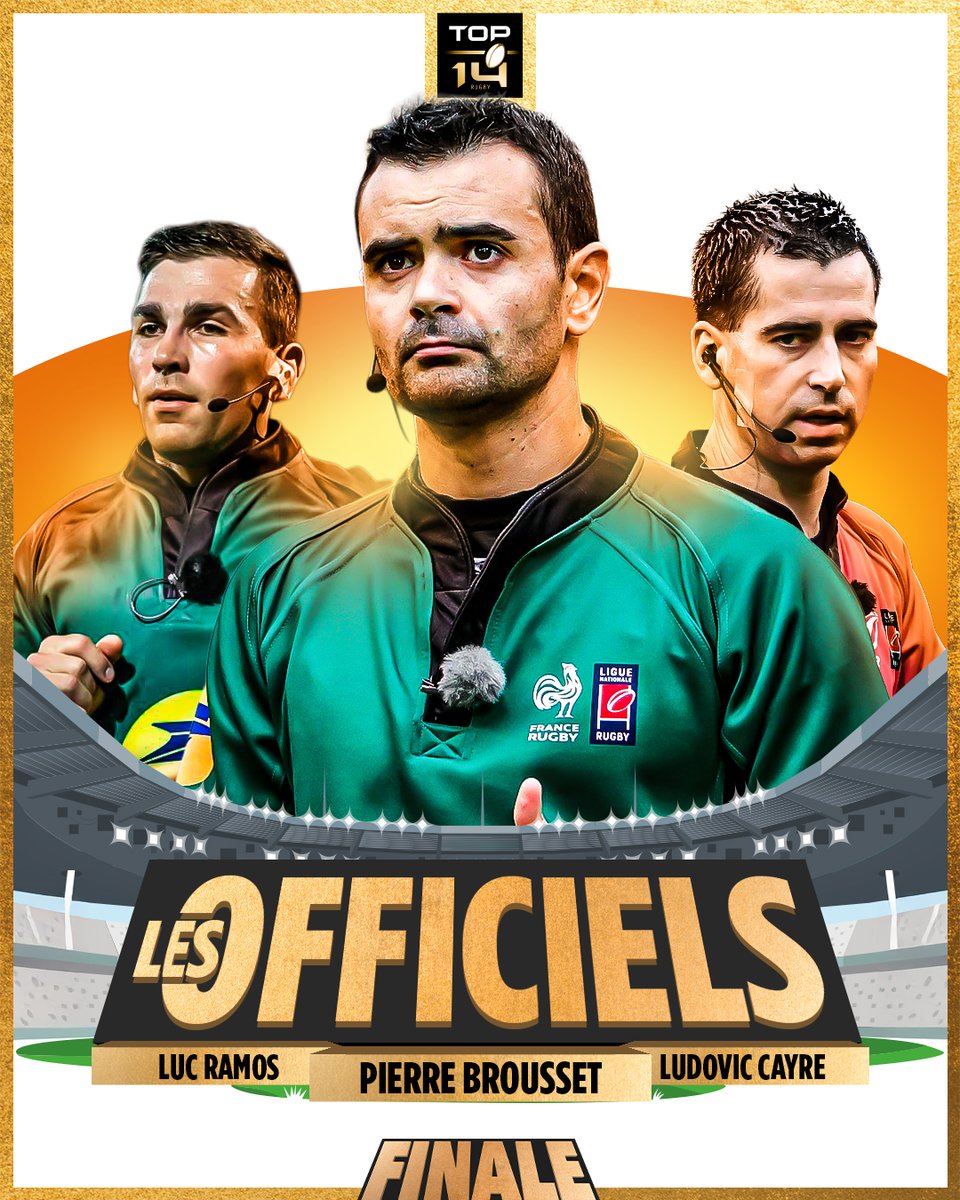 Ils seront aux commandes de la #FinaleTOP14 👀
Focus sur le trio arbitral qui aura la tâche de diriger l’ultime choc de la saison 🏆

Tout est en place pour une grande finale !