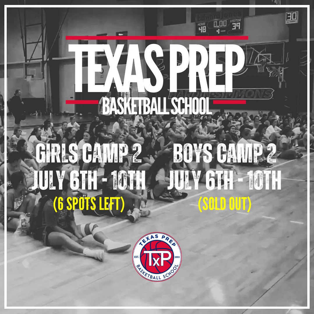 WEEK✌🏻is right around the corner!!!

6️⃣ more spots have opened up in the girls camp!  COME JOIN US!

We can’t wait to see all of you 🏀hoopers🏀 in Abilene SOON!!
