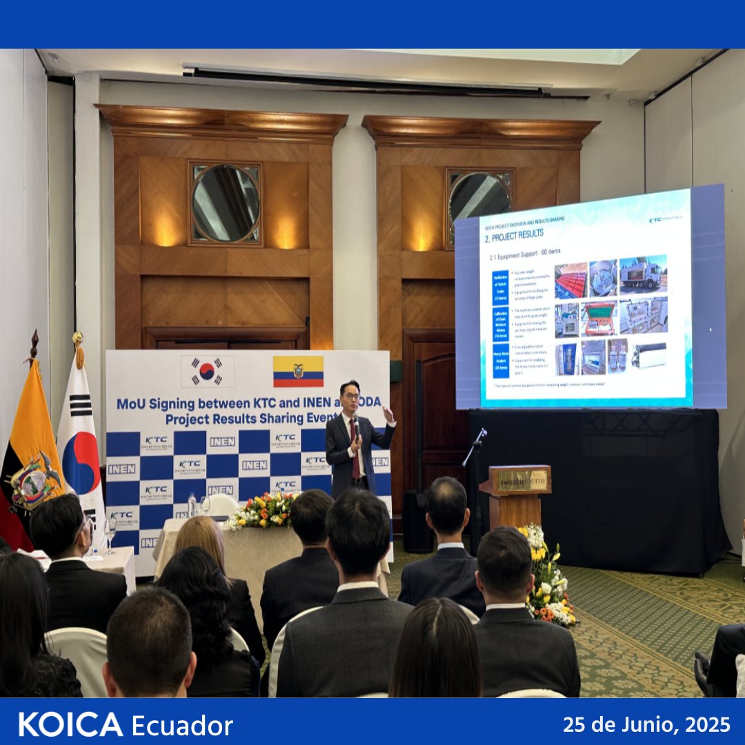 INEN y el Instituto KTC de Corea firmaron un MoU para mejorar la infraestructura de calidad y así dar continuidad al proyecto desarrollado por KOICA enfocado en la Metrología Legal . Este acuerdo reconoce a KTC como institución oficial de cooperación para ensayos en Ecuador!