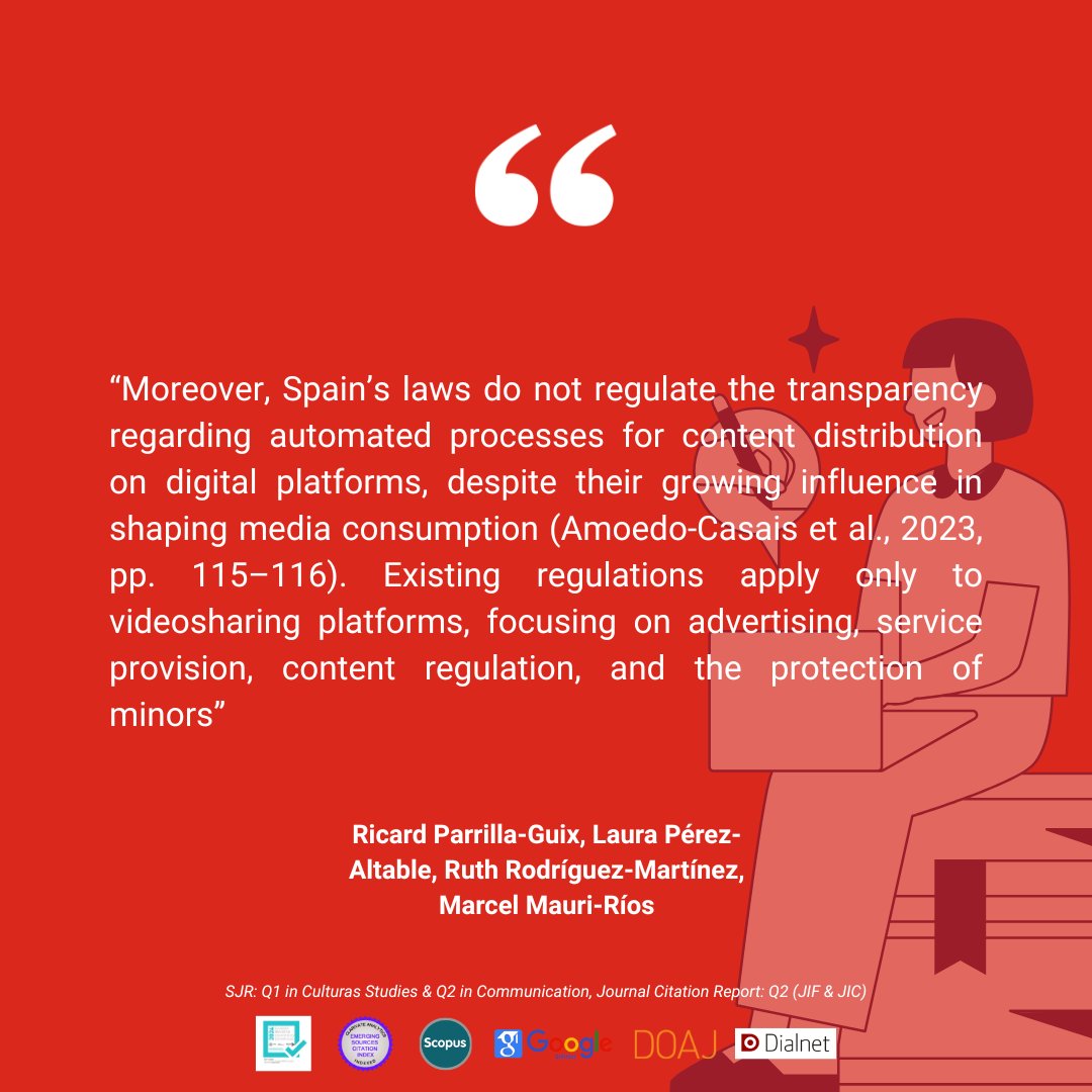JournalCommSoc's tweet image. 📄“Media Ownership and Transparency in Spain: An Analysis of Ownership Patterns and Regulatory Challenges” by Ricard Parrilla-Guix, @Lau2, Ruth Rodríguez-Martínez, @marcelmauri
doi.org/10.15581/003.3…
#OpenAccess #Communication #Academic #Ownership #Media #Transparency #Spain