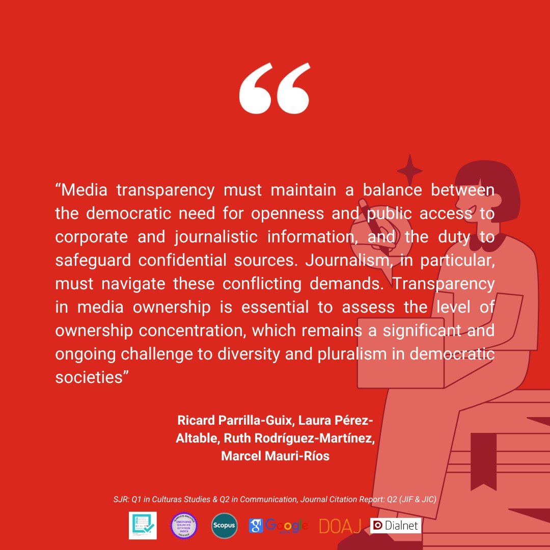 JournalCommSoc's tweet image. 📄“Media Ownership and Transparency in Spain: An Analysis of Ownership Patterns and Regulatory Challenges” by Ricard Parrilla-Guix, @Lau2, Ruth Rodríguez-Martínez, @marcelmauri
doi.org/10.15581/003.3…
#OpenAccess #Communication #Academic #Ownership #Media #Transparency #Spain