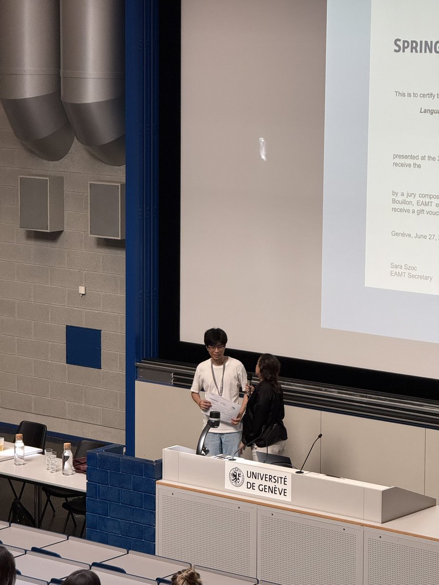 NAIST渡辺研のZhi QuさんがMT SummitのBest Paper Award を受賞されました。めでたい。