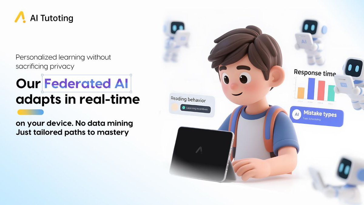 AITutoring_'s tweet image. Your learning style isn’t guessed at, it’s understood.
📱 Our federated AI adjusts in real time
🛡️ Private. On-device. No data mining.
🎯 Focused, personalized learning progress.

#AIlearning #FederatedLearning #EdTech #PoL