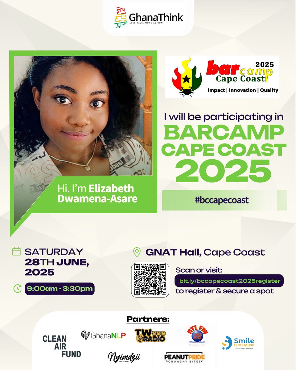 #Barcamp #CapeCoast (@bccapecoast) on Twitter photo Elizabeth Dwamena-Asare is the #bccapecoast logistics lead. Come network with <a href="/lizzy_dasare/">Elizabeth Dwamena-Asare</a> & other social entrepreneurs @ #BarcampCapeCoast 2025.
#CapeCoast #KonnectWithUs: #learning, #sharing, #networking & #mentoring. cc <a href="/KomsekoGH/">Komseko by GhanaThink</a> #socent #Oguaa #CapeCoastKonnect <a href="/akyherb/">H K Y A</a> Elizabeth Dwamena-Asare is the #bccapecoast logistics lead. Come network with <a href="/lizzy_dasare/">Elizabeth Dwamena-Asare</a> & other social entrepreneurs @ #BarcampCapeCoast 2025.
#CapeCoast #KonnectWithUs: #learning, #sharing, #networking & #mentoring. cc <a href="/KomsekoGH/">Komseko by GhanaThink</a> #socent #Oguaa #CapeCoastKonnect <a href="/akyherb/">H K Y A</a>