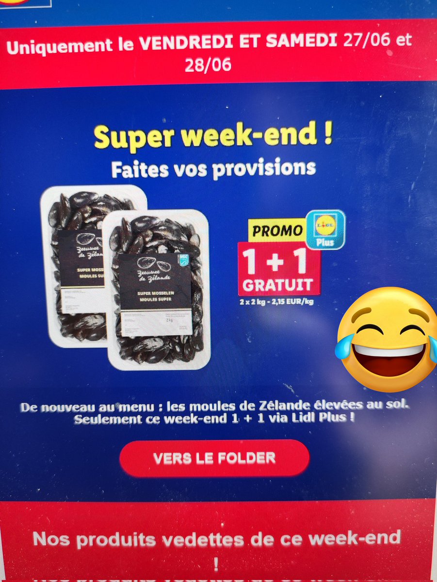 TThoron's tweet photo. @LidlBelgium élevé au sol les moules? Pas méga fraîche... https://t.co/9XE4Yd8pnC