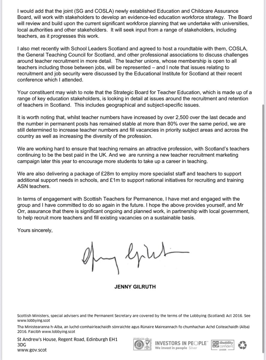 🚨 SHOCKING RESPONSE FROM JENNY GILRUTH 🚨

We’ve finally received a reply from Jenny Gilruth after months of silence. What she’s sent us is not just disappointing — it’s a complete betrayal of what she told us to our faces in November last year.

Let’s be clear about what’s in