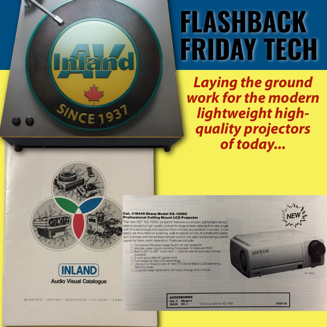 InlandAVWpg's tweet image. Our long-term tech partner Sharp led the way for the modern projectors of today. These ceiling mount LCD Projectors were lightweight and high quality for their time. A nod to the past that brought us to the great tech of today…. #vintagetechnology #vintagetech #vintage #tech