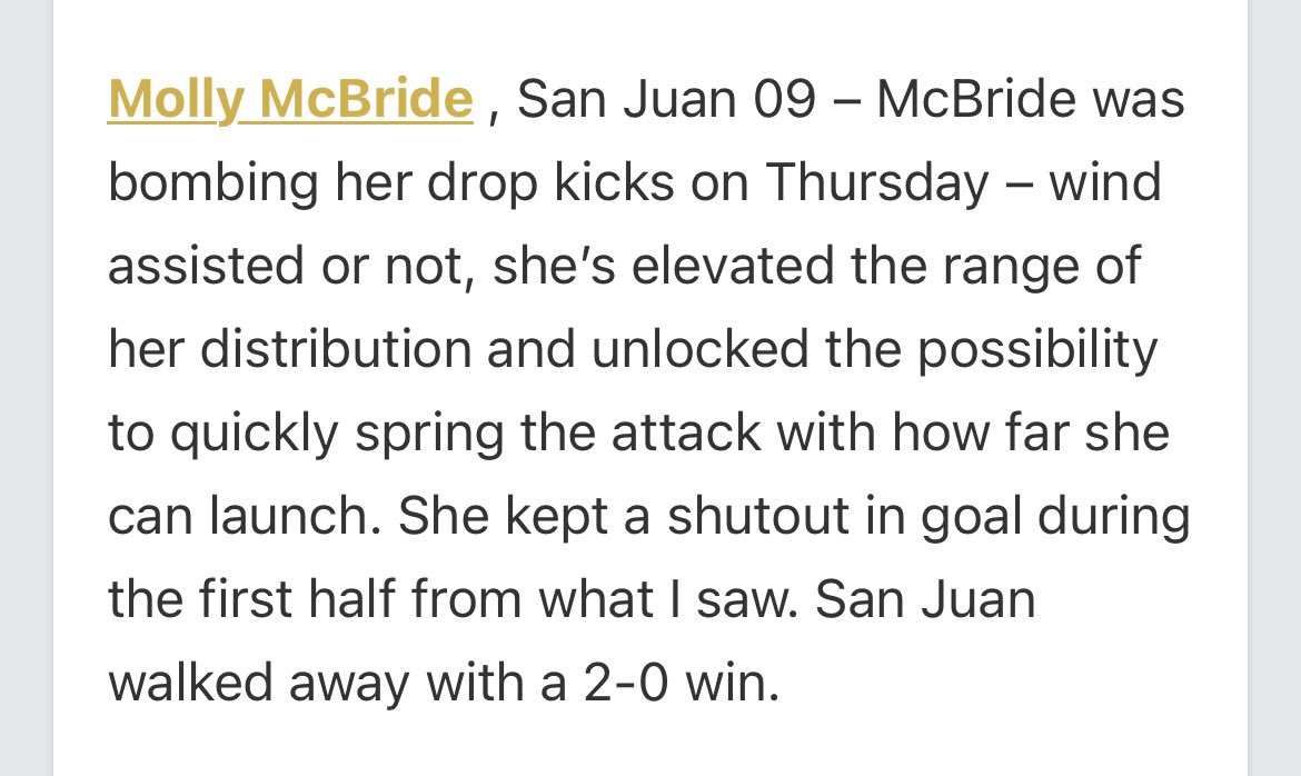 Molly McBride (@mollymcbride09) on Twitter photo Ty <a href="/JREskilson/">J.R. Eskilson</a> and <a href="/PrepSoccer/">Prep Soccer ⚽️</a> for the mention! Starting off strong at <a href="/ECNLgirls/">ECNL Girls</a> Playoffs. Let’s keep it going <a href="/SJSCECNL/">San Juan SC ECNL</a> 💪 Ty <a href="/JREskilson/">J.R. Eskilson</a> and <a href="/PrepSoccer/">Prep Soccer ⚽️</a> for the mention! Starting off strong at <a href="/ECNLgirls/">ECNL Girls</a> Playoffs. Let’s keep it going <a href="/SJSCECNL/">San Juan SC ECNL</a> 💪