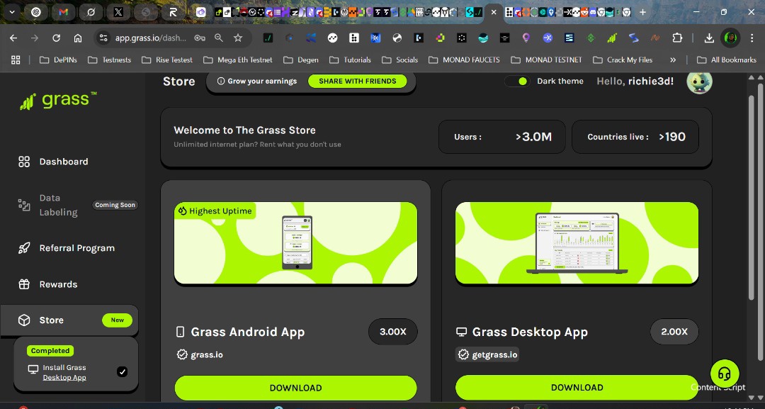 Richie3D's tweet photo. Grass 🌱 Android Code
Using your Android Device
Open your Grass Dashboard and Navigate to Store click Download and input the Code on the Next Slide 🌱🌱
#grassapp https://t.co/CNiIsJOBxf