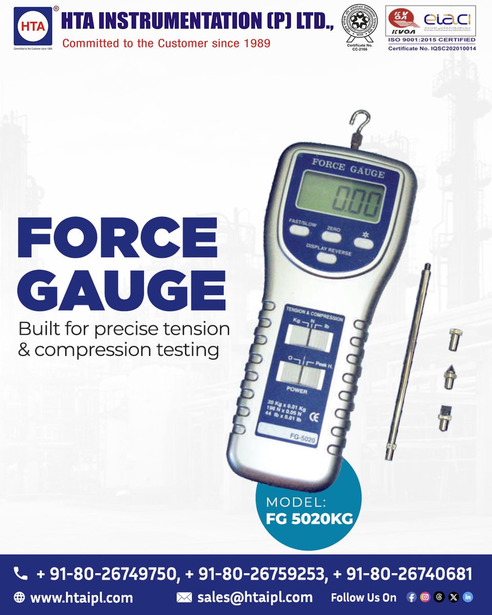 htaipl's tweet photo. HTAIPL’s Force Gauge delivers accurate measurement of tension and compression forces with high precision. 

🌐https://t.co/9596sbY0d0

#htaipl #forcegauge #tensionmeasurement #compressiontesting #mechanicaltesting #industrialtools #qualitycontrol #accuratemeasurement https://t.co/d45hsLmwLt