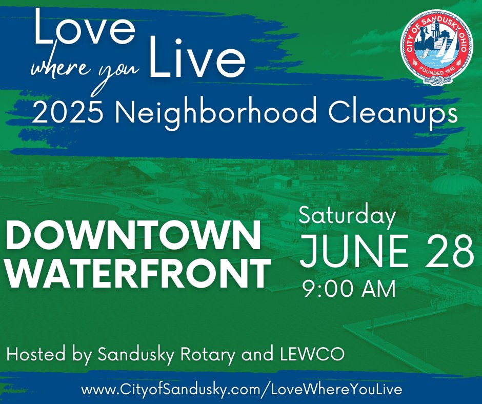 cityofsandusky's tweet image. We’re heading to the downtown waterfront for tomorrow’s Love Where You Live cleanup!
🛥️ Meet us at the Shelby Street Boat Launch picnic tables at 9:00 AM.
Hosted by Sandusky Rotary and LEWCO. Help us keep the waterfront looking great!