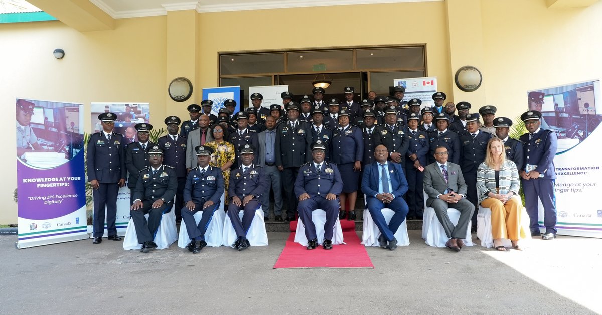 UNDPZambia's tweet photo. A digital shift is reshaping how policing works in Zambia. With the launch of a new E-Learning platform and gender-focused digital tools, the Zambia Police Service with support from @CanadainZambia &amp; UNDP —is embracing a future of #InclusiveSecurity and smarter service delivery. https://t.co/SJdLDwttBS